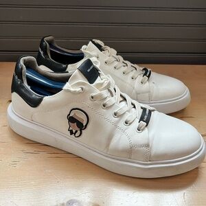 Karl Lagerfeld Men's Karl Head White Leather Sneakers Shoes Authentic Size 11